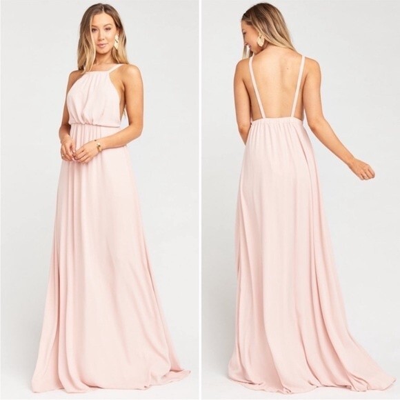NWT Show Me Your Mumu Amanda Maxi Dress Dusty Blush Crisp Size Large - Picture 1 of 8